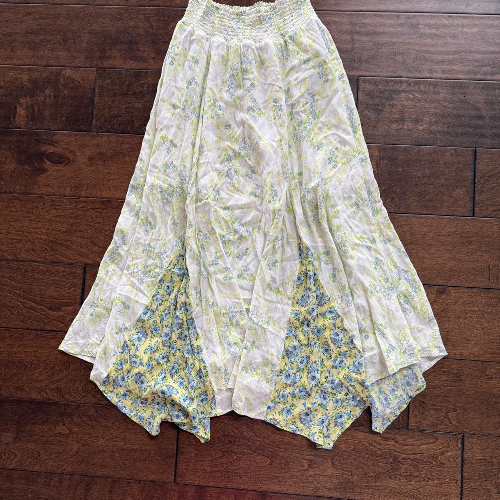 F21 Sz L Floral 2pc Set Maxi Skirt & Cropped Tank Smocked Cottagecore Green - Picture 5 of 8